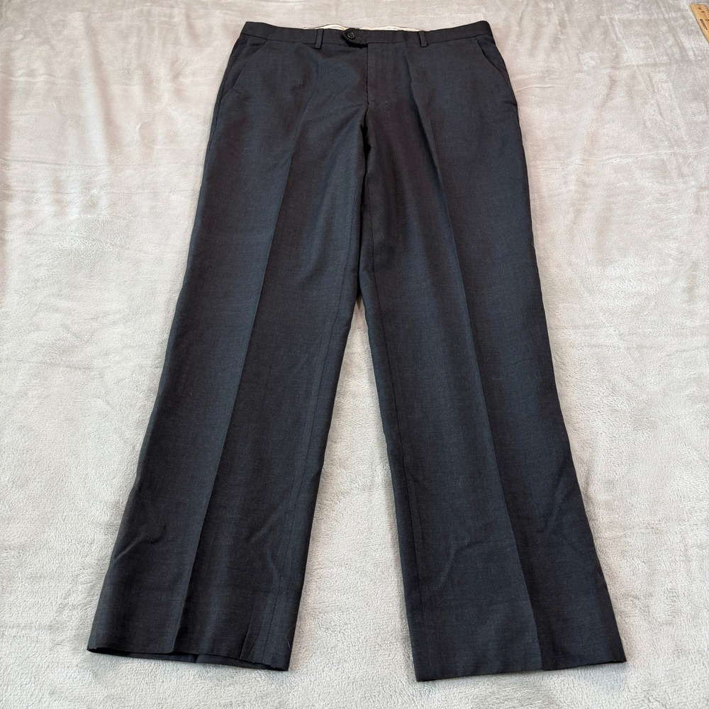 Santorelli Romeo 36x32 Luxury Serge Charcoal Grey Wool Dress Pants Italy Casual